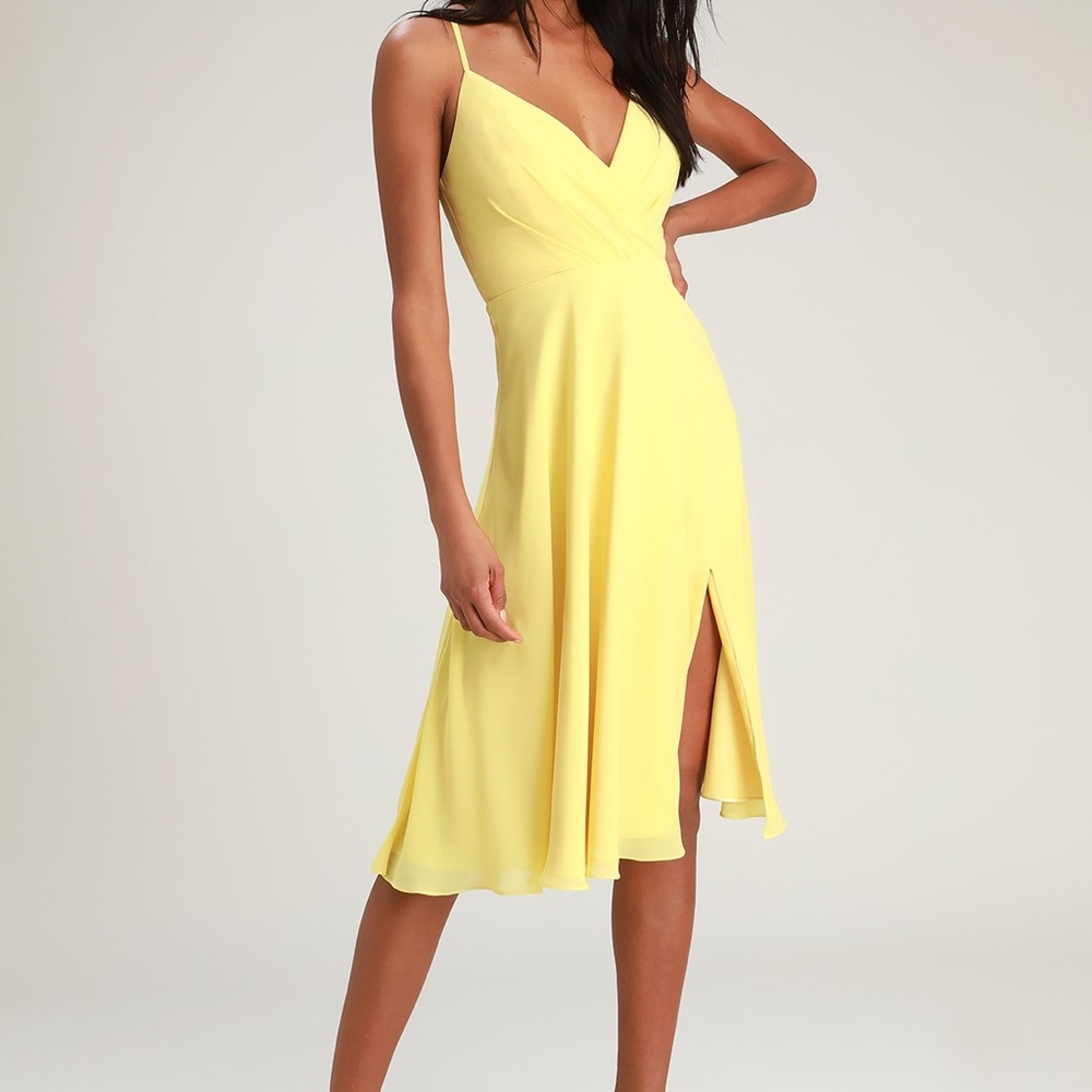 Lulu's Pale Yellow Midi Dress